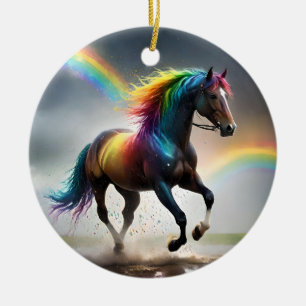Spektrum der Grace: Regenbogenroh unter Regenbogen Keramik Ornament