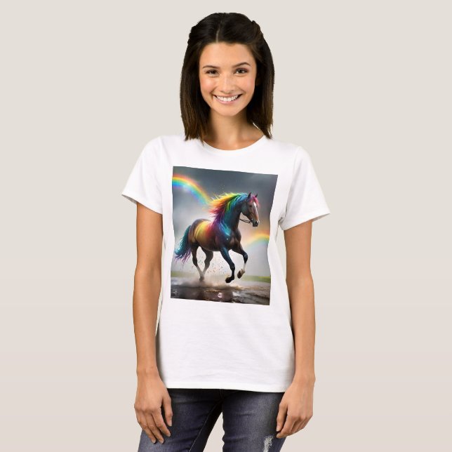 Spektrum der Grace: Regenbogenroh unter Regenbogen T-Shirt (Vorne ganz)