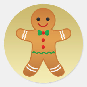 Spekulatius-Männchen   Imitate Gold Weihnachtsaufk Runder Aufkleber