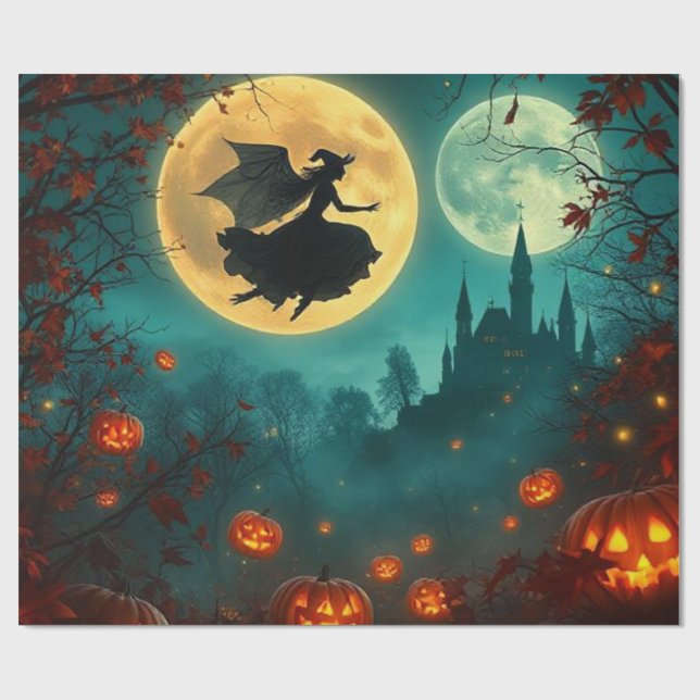 Spellbinding Wicked Halloween Moon Wrap 🌕 Geschenkpapier (Flach)