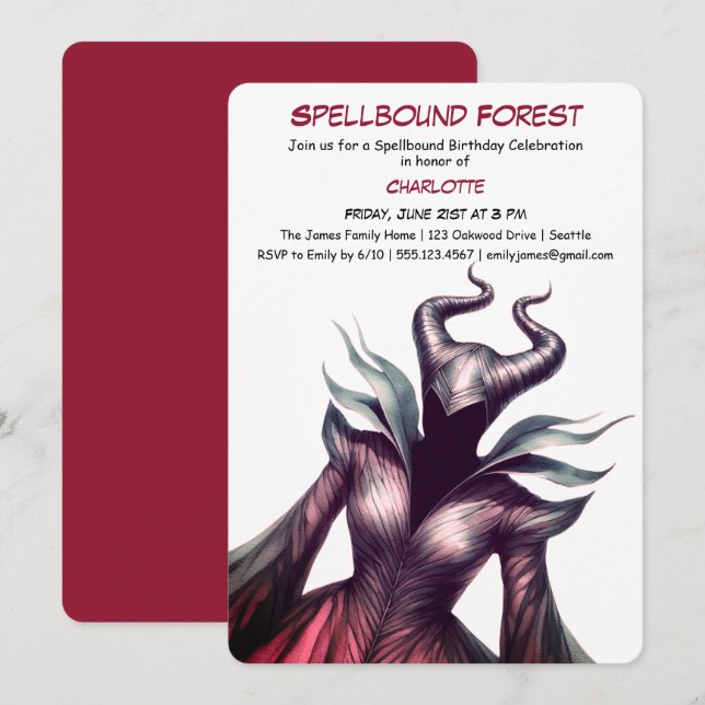 Spellbound Forest – Dark Fairy Birthday Party  Einladung (Vorne/Hinten)