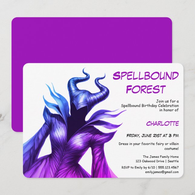 Spellbound Forest – Dark Fairy Birthday Party  Einladung (Vorne/Hinten)