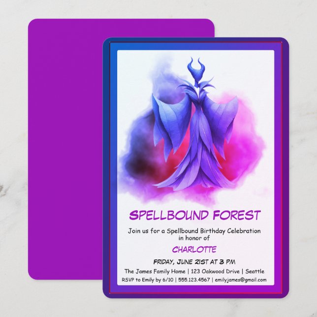 Spellbound Forest – Dark Fairy Birthday Party  Einladung (Vorne/Hinten)