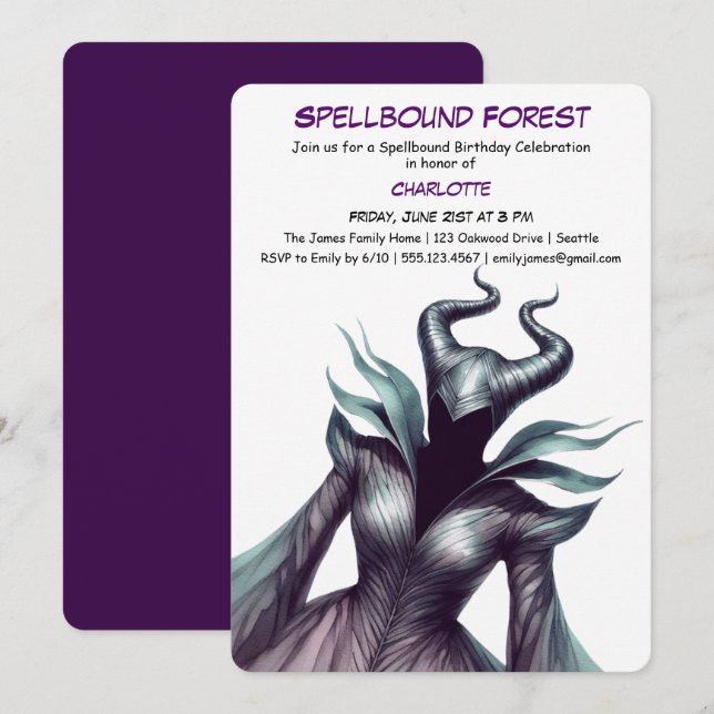 Spellbound Forest – Dark Fairy Birthday Party  Einladung (Vorne/Hinten)