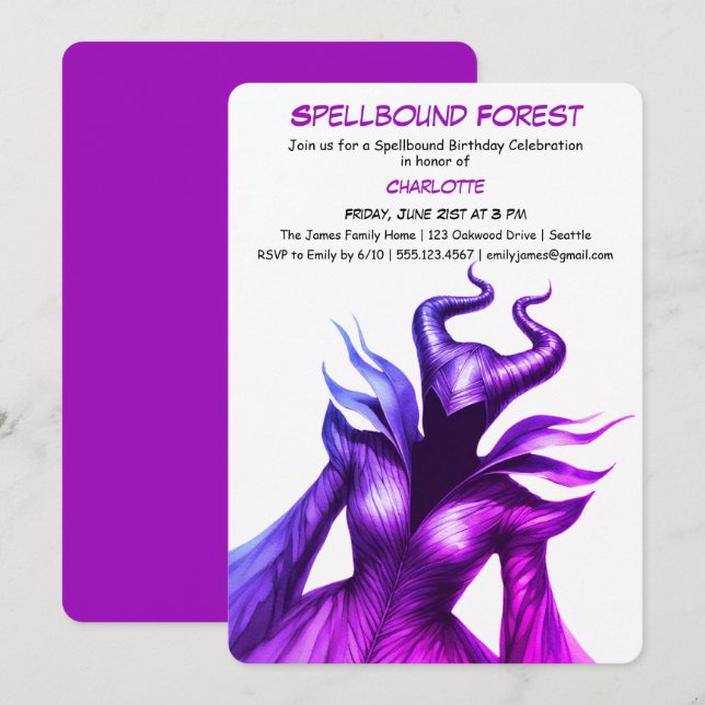 Spellbound Forest – Dark Fairy Birthday Party  Einladung (Vorne/Hinten)