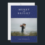 Spellbound Winter Blue Foto Holiday Card Feiertagskarte<br><div class="desc">Elegante und einfache weiße Sterne auf festlich blau,  "Merry and Bright" Urlaubskarte.</div>