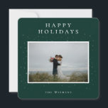 Spellbound Winter Foto Holiday Card | Grün Feiertagskarte<br><div class="desc">Elegante und einfache weiße Sterne auf Smaragdgrün,  "Happy Holidays" Fotokarte.</div>