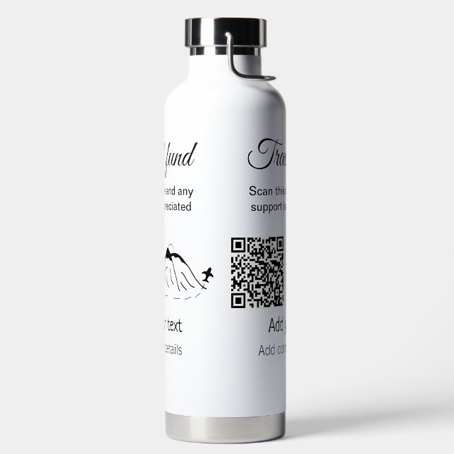 Spende für die Reise Flitterwochen Name hinzufügen Trinkflasche (links)