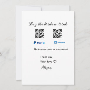 Spende 'Kaufe der Braut ein Getränk' QR Venmo PayP Einladung