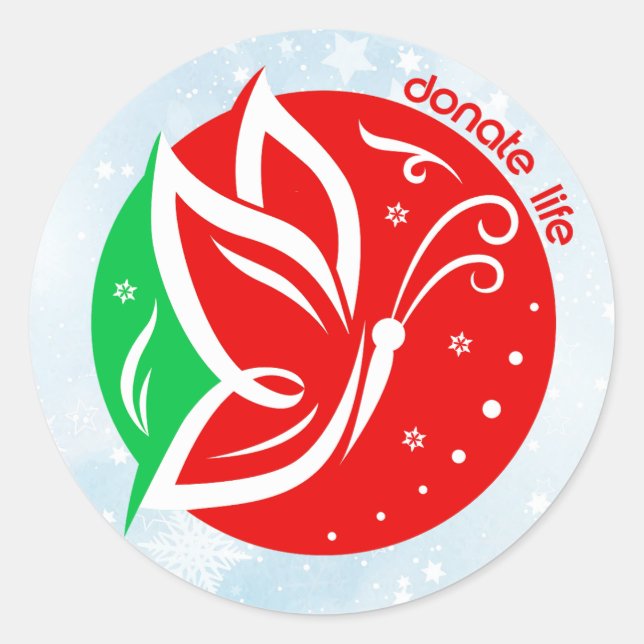 Spende Life Butterfly Geberwissen Weihnachten Runder Aufkleber (Vorderseite)