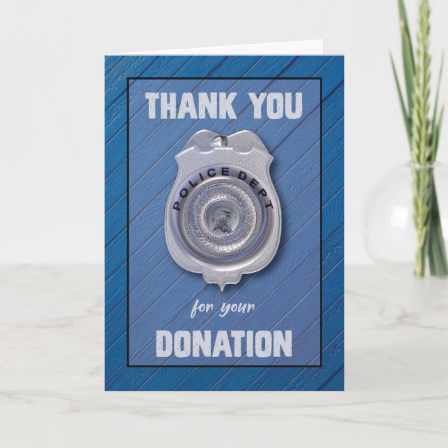 Spenden an die Polizeiabteilung in blau Vielen Dan Karte (Vorderseite)