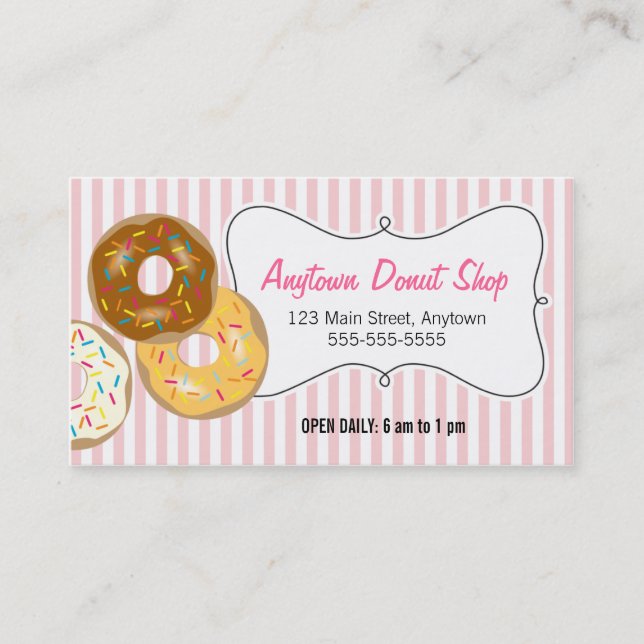 Spenden mit Sprinklen, Donut Shop Visitenkarte (Vorderseite)