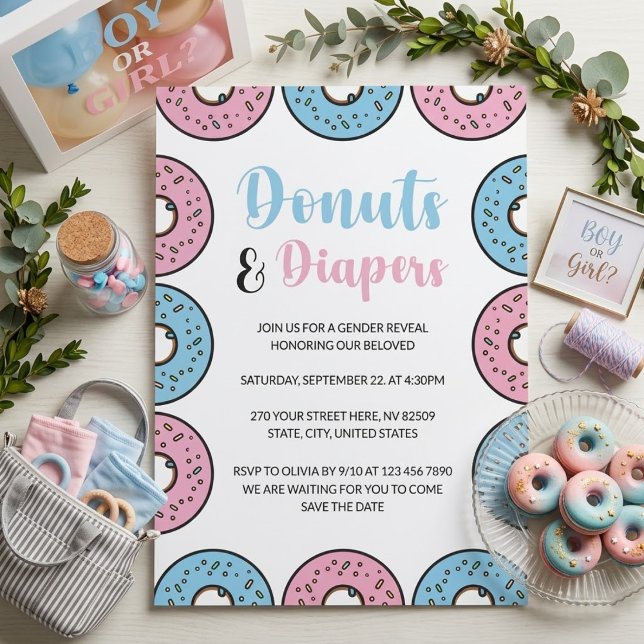 Spenden und Diapers sprinkle thematik Gender Revea Einladung (Von Creator hochgeladen)