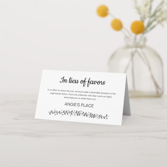 Spenden von Wohltätigkeiten mit Tischplatzierung Platzkarte (Rückseite)