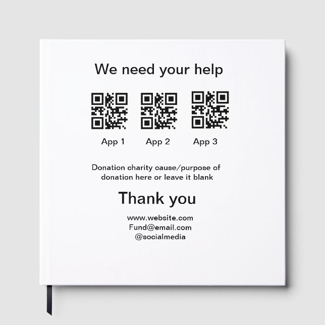 Spendensammlungstipp jar fügen Sie Ihre q r Name c Gästebuch (Vorderseite)