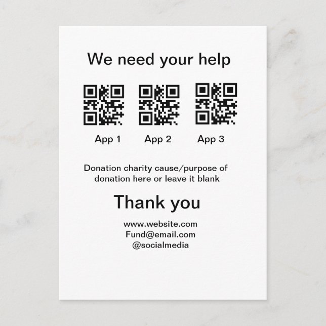 Spendensammlungstipp jar fügen Sie Ihre q r Name c Postkarte (Vorderseite)