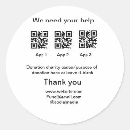 Spendensammlungstipp jar fügen Sie Ihre q r Name c Runder Aufkleber