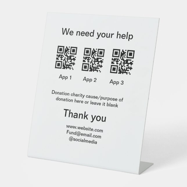 Spendensammlungstipp jar fügen Sie Ihre q r Name c Sockelschild (Vorderseite)