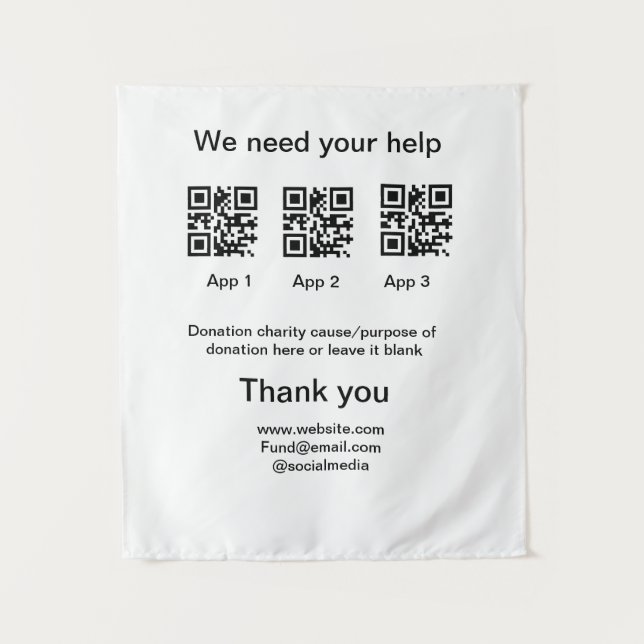 Spendensammlungstipp jar fügen Sie Ihre q r Name c Wandteppich (Vorderseite)