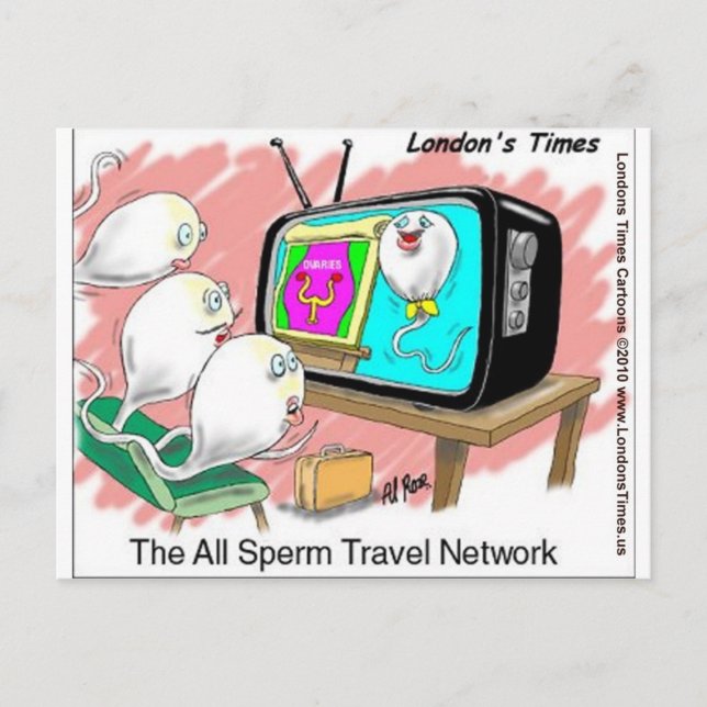 Sperm Travel Network Funny Cards T-Shirts & Gesche Postkarte (Vorderseite)