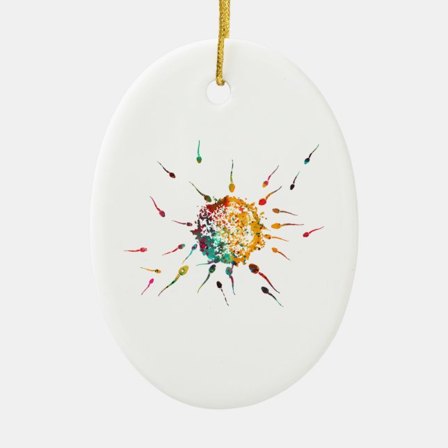 Spermien und Ei Keramik Ornament (Vorne)