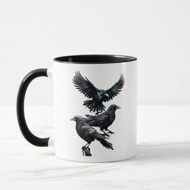 Sperre des Crows Corvid Bird-Logos Tasse (Links)