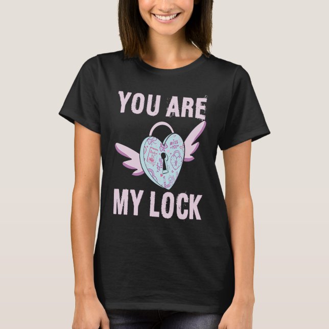 Sperre und Key Männer Frauen Ehemann Ehefrau Paare T-Shirt (Vorderseite)