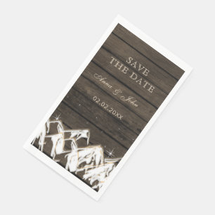 Sperrholz Rustikale Berge Save the Date Serviette