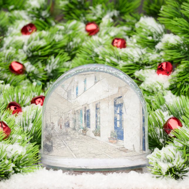 Spetses Greece Traditional Street Scene  Schneekugeln (Weihnachten)