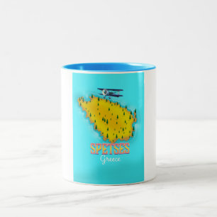 Spetses Griechische Inselkarte Reiseplakat Zweifarbige Tasse