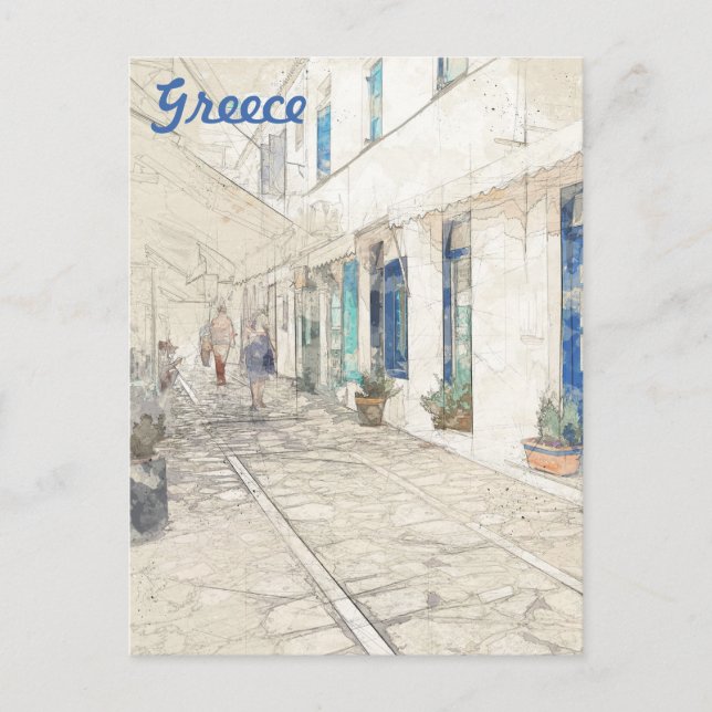 Spetses traditionell griechische Straßen, Griechen Postkarte (Vorderseite)