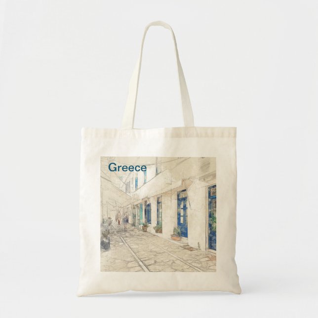 Spetses traditionell griechische Straßen, Griechen Tragetasche (Vorne)