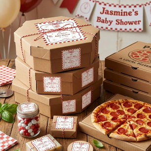 Spezial-Lieferung Pizza Baby Shower Party Quadratischer Aufkleber