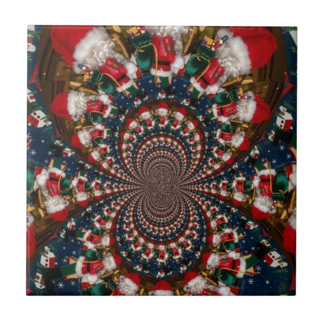 Spezial-Weihnachts-Santa-Kaleidoskop-Design Fliese (Vorderseite)