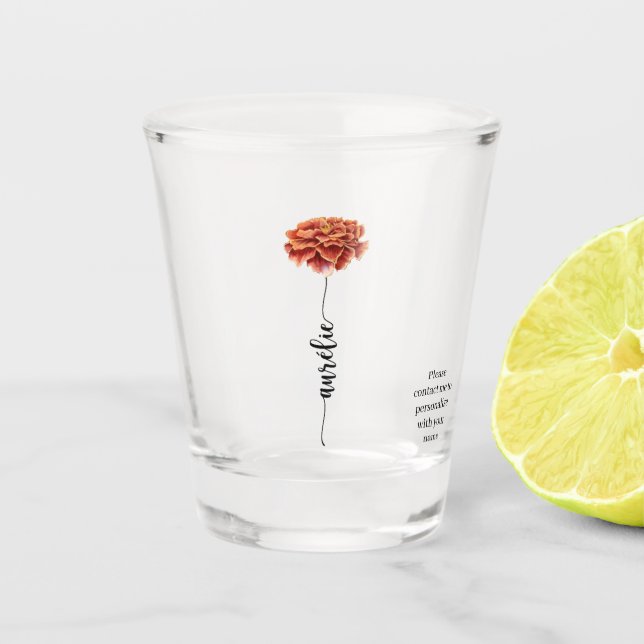 Spezialglas Blume Geburt Trommel Schnapsglas (Vorderseite)