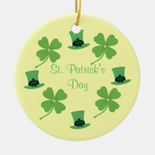 Spezialisieren Sie den grünen Hut, Klee für St.Pat Keramikornament