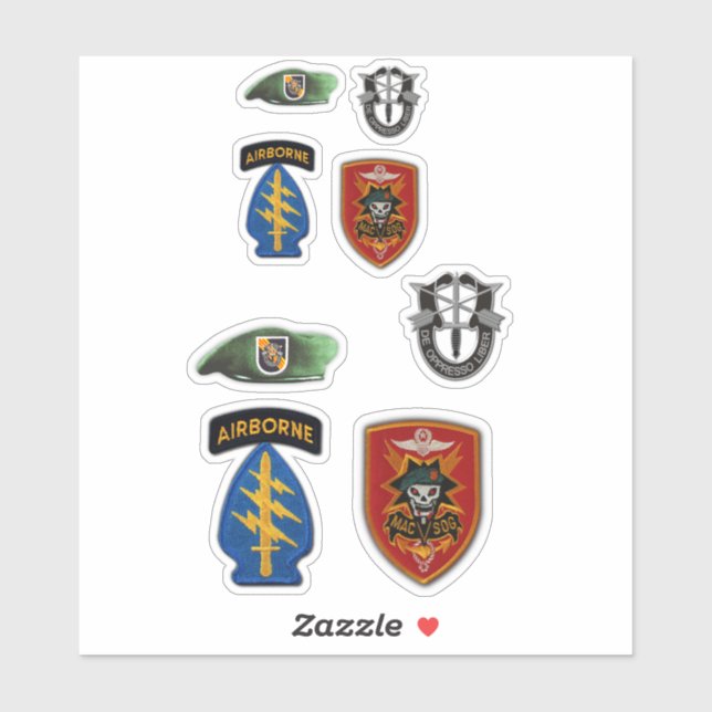 Spezialkräfte MACVSOG SOG Grüne Berets Kontakt Aufkleber (Blatt)