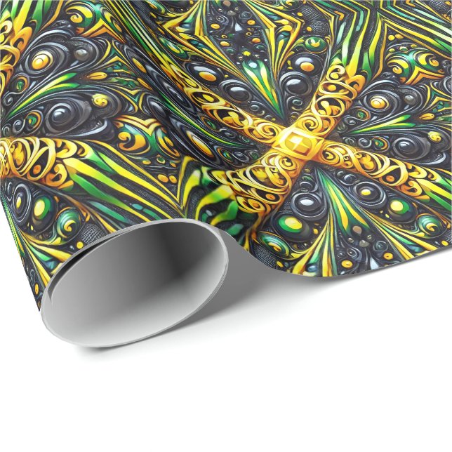 Spezialverpackungspapier mit jamaikanischen Farben Geschenkpapier (Rolleneckpunkt)