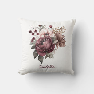 Speziell für Hübsche Wasserfarbe Burgund Floral Kissen