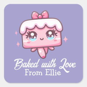 Speziell gebacken mit Liebe-Kuchen-Aufkleber für B Quadratischer Aufkleber