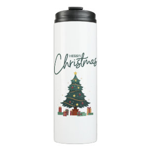 Speziell markierte grüngelbe Weihnachtsfeiertage i Thermosbecher