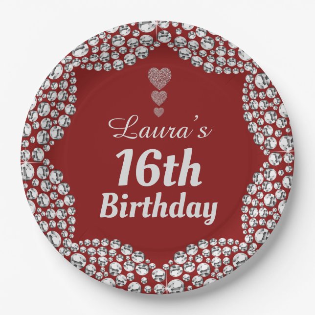 Spezielle 16. oder Party-Teller bearbeiten Pappteller (Vorderseite)