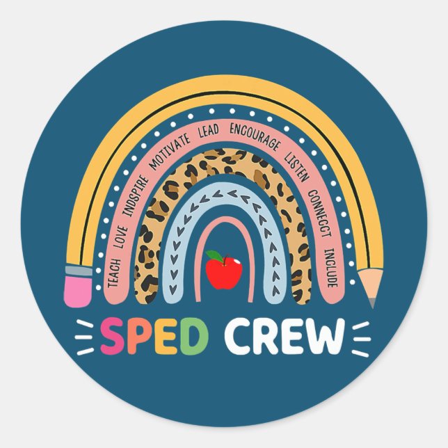 Spezielle Bildung Lehrer Sped Crew Boho Rainbow Runder Aufkleber (Vorderseite)