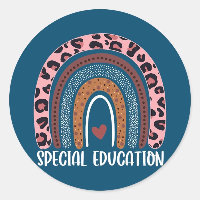 Spezielle Bildung Lehrer SPED Leopard Boho Runder Aufkleber (Vorderseite)