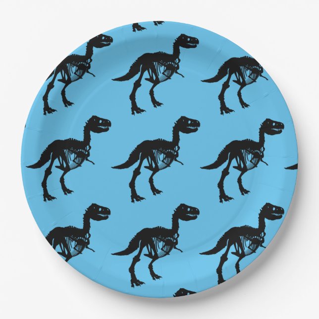 Spezielle Dinosaurier-Skelett-Party-Teller Pappteller (Vorderseite)