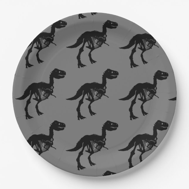 Spezielle Dinosaurier-Skelett-Party-Teller Pappteller (Vorderseite)
