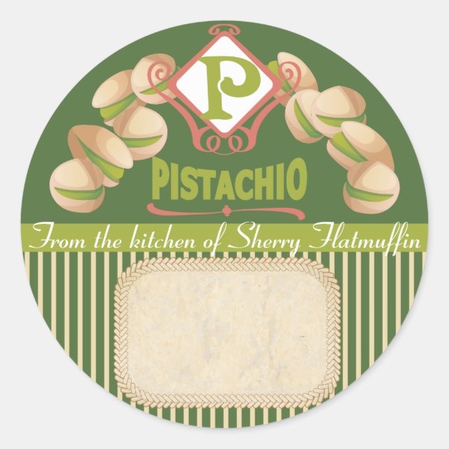 Spezielle Farbpistachio-Konservenbäckerei Runder Aufkleber (Vorderseite)
