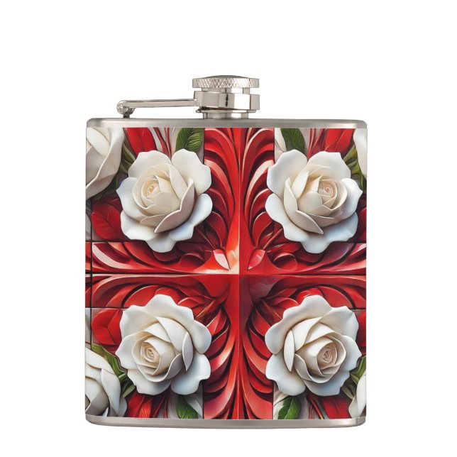 Spezielle Flasche mit englischer Rose Design Flachmann (Vorderseite)