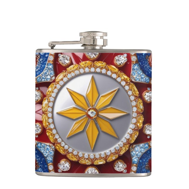 Spezielle Flasche mit kolumbianischer Farbgestaltu Flachmann (Vorderseite)