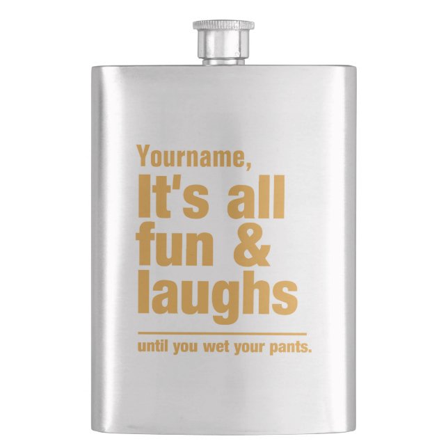 Spezielle FUN & LAUGHS-Flasche Flachmann (Vorderseite)